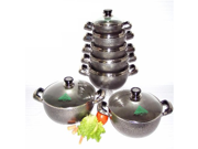 Non Stick Aluminium Rounded Cooking Pot Casserole w Glass Cover 6.5