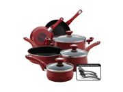 Farberware 14383 New Traditions Speckled Aluminum Nonstick 12 Piece Cookware Set Red