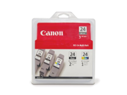 Canon BCI 24 Ink Cartridges Two Black One Color 3 Pack 6881A039