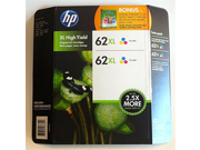 HP 62XL High Yield Tri color Twin Pack Ink Cartridges Retail Version