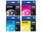 Genuine Epson 200 DURABrite Ultra Color Black Cyan Magenta Yellow Ink 4 Pack Includes 1 each of T200120 T200220 T200320 T200420