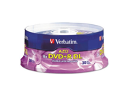 VER96542 Verbatim 96542 DVD Recordable Media DVD R DL 8x 8.50 GB 30 Pack Spindle