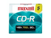 Disc CD R 80 min branded Slim Jewel 5 PK 48x [Non Retail Packaged]