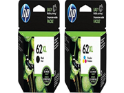 Genuine HP 62XL Black and HP 62XL Tri color Combo Pack in Retail Packaging! USA Market only! Not EU or Grey Market Foreign Imports! C2P05AN 140 C2P07AN 140