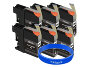 ink4work© Set of 6 Pack LC103 LC 103 XL HY Black Compatible Ink Cartridge Set ink4work Wristband for Brother MFC J285DW MFC J4310DW MFC J4410DW MFC J450DW