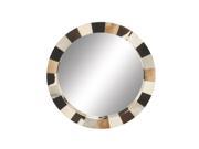 BENZARA 94985 Attractive Wood Real Leather Wall Mirror