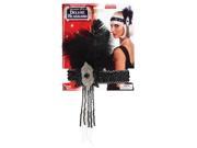 Deluxe 20s Flapper Costume Black Sequin Feather Headband