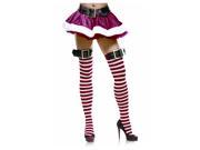 Red White Striped Stockings w Belt Buckle