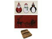 Rubber Cal Outdoor Christmas Doormat Kit 2 Coco Coir Doormats 1 Herringbone Boot Scraper