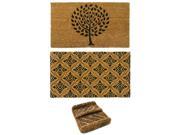 Rubber Cal French Country Doormat Kit 2 Coco Coir Doormats and 1 Boot Scraper