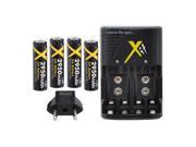 XIT 4 AA Ultra High Capacity Batteries With Travel Quick Charger FOR AA AAA 9V Batteries 2950mAh