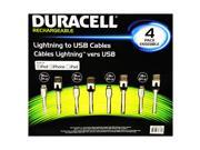 4 Pack Duracell 2x3 2x6 iPhone iPad MFI Lightning to USB Charge Sync Cables