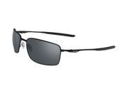 Oakley OO4075 01 Square Wire Polished Black Frame Black Iridium Lens Sunglasses