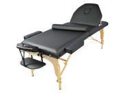Professional Portable 3 Foam Folding Black Massage Table w Adjustable Legs Back
