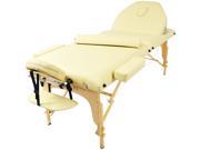 Professional Portable 3 Foam Folding White Massage Table w Adjustable Legs Back