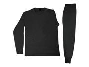 Men s Stay Warm 100% Cotton 2 Piece Top And Bottom Thermal Set Black XL