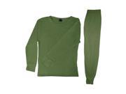 Women s Stay Warm 100% Cotton 2 Piece Top And Bottom Thermal Set Green S