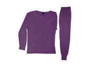 Women s Stay Warm 100% Cotton 2 Piece Top And Bottom Thermal Set Purple S