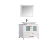 MTD Jordan Solid Oak Sink Mirror Bathroom Cabinet Vanity Set White 36
