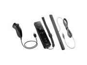 Nintendo Wii and Wii U Remote Plus with Jacket Nunchuk and Sensor Bar Black