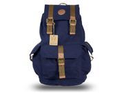 Rakuda Large Vintage Canvas Travel Backpack with Leather Straps Hiking Bag Blue