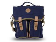 Rakuda Canvas Messenger Bag with Leather Trim Traveling Hiking School Bag Blue