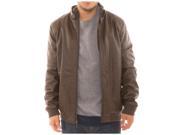 Alta Men s Motorcycle Bomber Faux Leather Jacket Fleece Lined with Zip Pockets Brown M