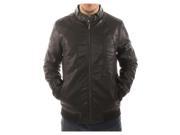 Alta Men s Motorcycle Bomber Faux Leather Jacket Fleece Lined with Ribb Bottom Black XL