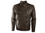 Alta Men s Motorcycle Faux Leather Jacket Quilted Lining Zip Up Outerwear Coffee S