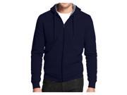 Men s Hoodie Zip Up Jacket Sherpa Lined with Quilted Sleeves Sweater Blue XL