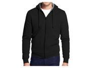 Men s Hoodie Zip Up Jacket Sherpa Lined with Quilted Sleeves Sweater Black L