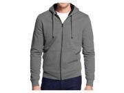 Men s Hoodie Zip Up Jacket Sherpa Lined with Quilted Sleeves Sweater Gray XL