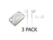 3 Pack Samsung OEM Wired 3.55mm Headset with Mic Volume Control White Case