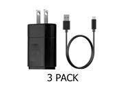 3 Pack LG Travel Wall Charger Adapter MCS 02WR w USB Cable to Micro USB Cable