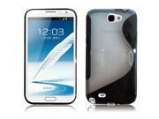 RND PC TPU Protective Case for Samsung Galaxy Note II 2 with Kickstand Black Transparent Clear