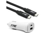 RND Fast Charging USB Type C USB C 6ft Cable and Car Charger compatible with Apple MacBook Google Pixel Pixel XL HTC 10 LG G5 V20 ChromeBook Pixel On