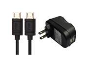 RND 2.4A fast dual USB AC adapter with two micro USB cables 2 USB ports 2 Micro USB cables black