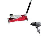 7343IW 3 Ton Low Profile Aluminum Service Jack w FREE 1 2 in. Twin Hammer Air Impact Wrench
