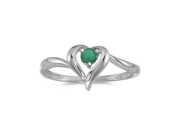 Birthstone Company 10k White Gold Round Emerald Heart Ring