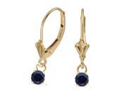 10k Yellow Gold 5mm Round Genuine Sapphire Lever back Earrings