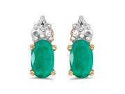 10k Yellow Gold Oval Emerald Earrings