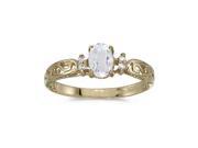 10k Yellow Gold Oval White Topaz And Diamond Ring Size 9