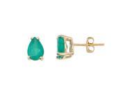14k Yellow Gold Pear Shaped Emerald Earrings
