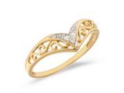 14K Yellow Gold Diamond Chevron Ring Size 6