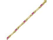 14k Yellow Gold Natural Pink Topaz And Diamond Tennis Bracelet