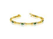 14k Yellow Gold Natural Emerald And Diamond Tennis Bracelet