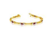 14k Yellow Gold Natural Ruby And Diamond Tennis Bracelet