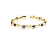 10K Yellow Gold Oval Sapphire and Diamond Bracelet 6 Inch Length