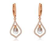 14k Rose Gold Freshwater Cultured Pearl Dangle Diamond Earrings