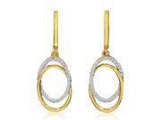 14k Yellow Gold Concentric Oval Diamond Earrings